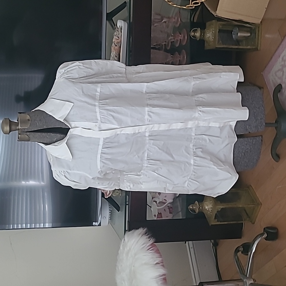Zara white puff sleeve button down